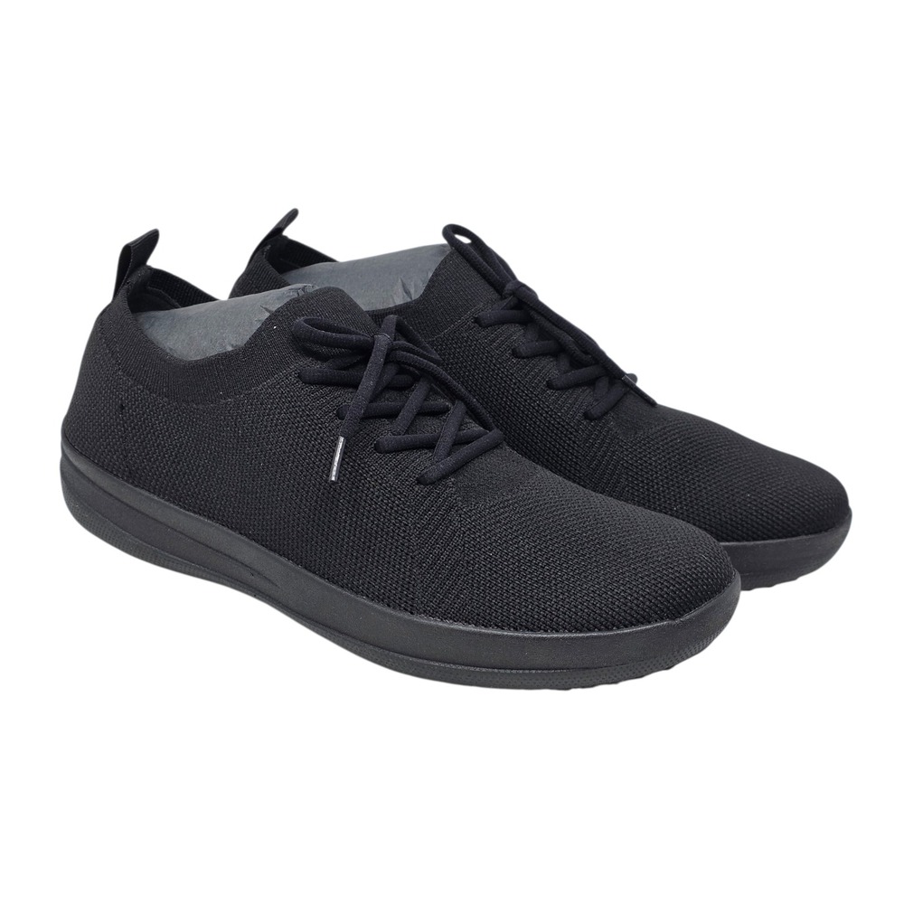 FitFlop F-Sporty Uberknit Sneakers Women All Black Knit Lace Up Sizeβ 8.5 - Picture 3 of 12